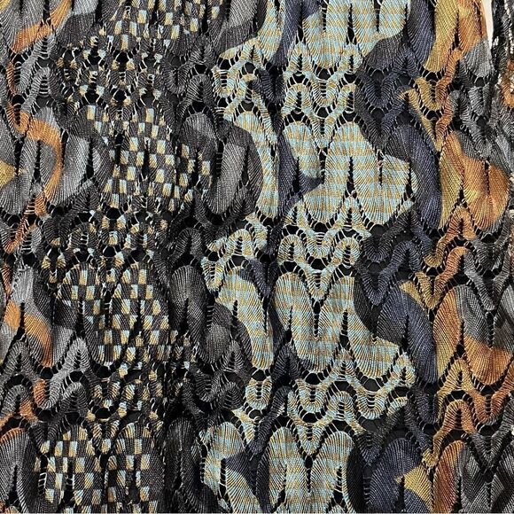 Hale Bob Dress Retro 70’s Bell Sleeve Lace Earth Tone  Tunic Mini Size XS - Picture 8 of 15